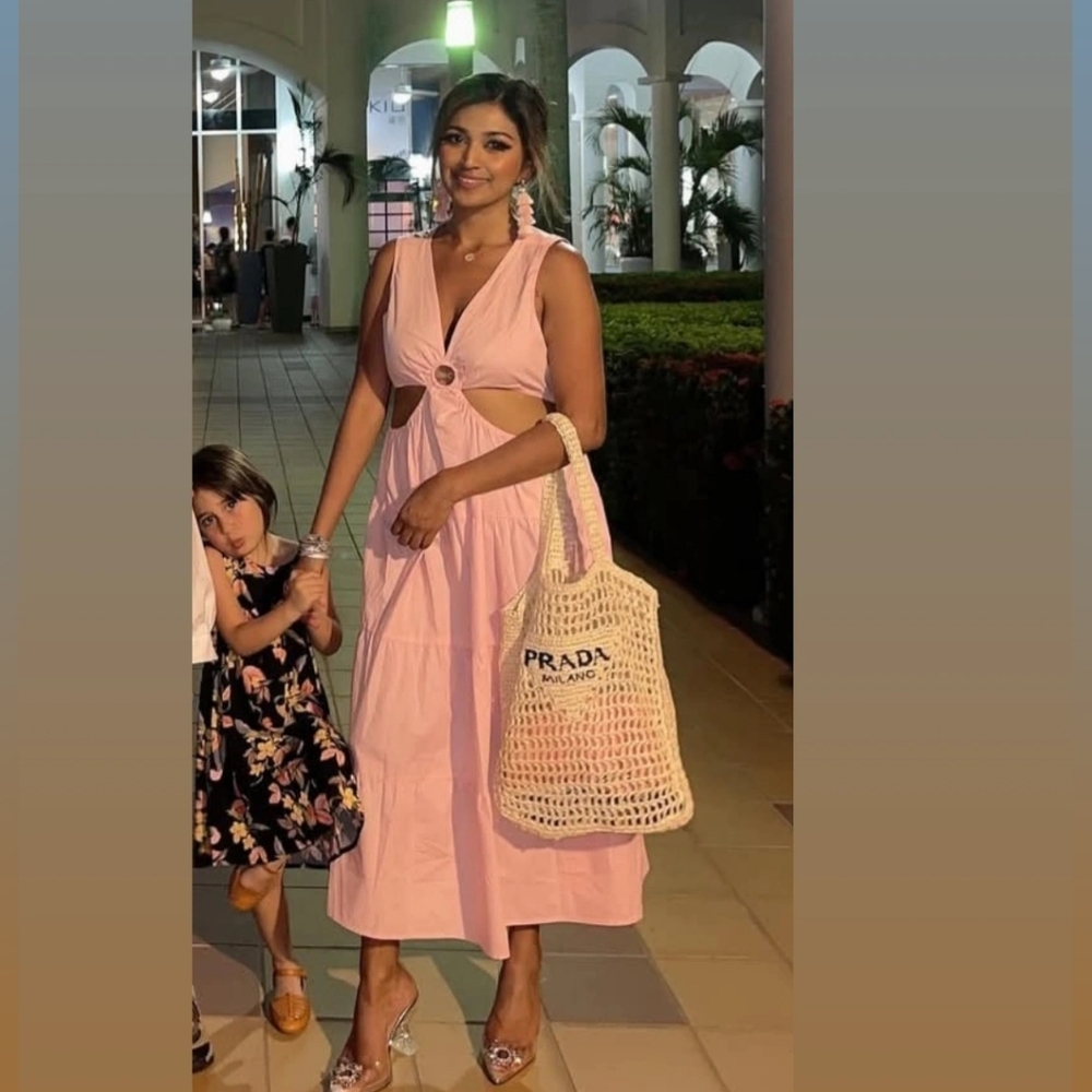 Beautiful cut out ruffle Pink dress